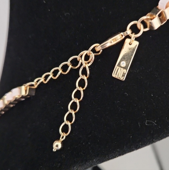 Inc Gold Tone Rainbow Baguette Stone Ribbon Woven Necklace - Picture 5 of 5